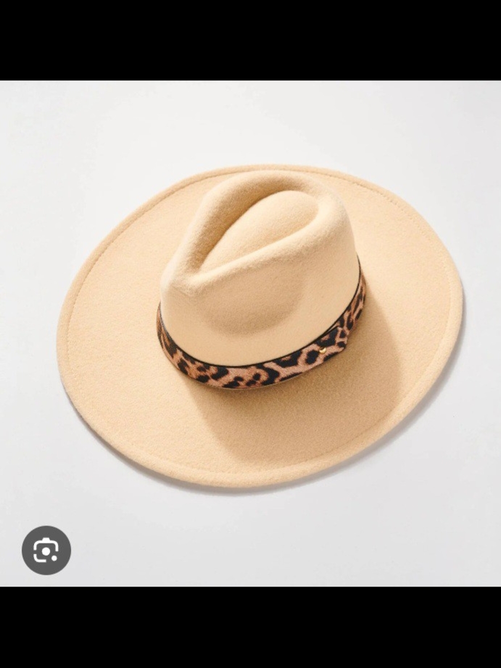 Tan Felt Wide-Brim Fedora with Leopard Band